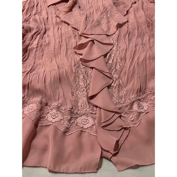Sunny Taylor Womens Pink Long-Sleeve Blouse W/ Beaded & Lace Accents - Picture 7 of 12